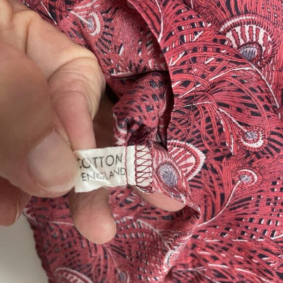 Liberty Of London Blouse Shirt UK 10 (Fits US 4) Red Peacock Feather Classic - Picture 9 of 10
